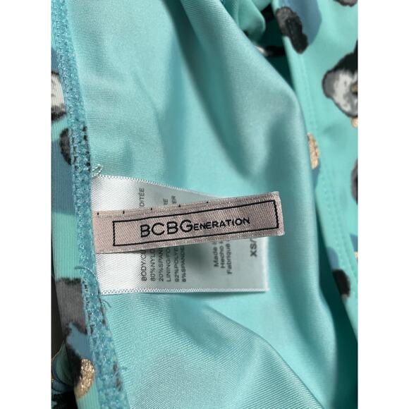 Womens Girls BCBG Two Piece Swim Suit Bikini Swimwear Abstract Print Teal XS EUC - Picture 8 of 15